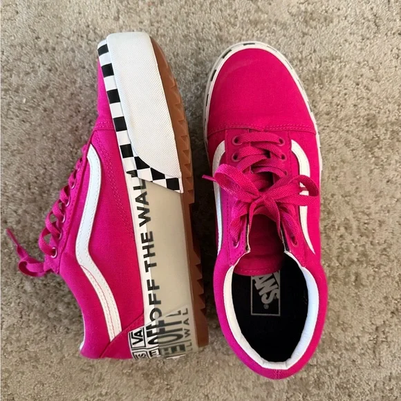 VANS OLD SKOOL STACKED LOGO STACK, CABARET, SIZE 9 WOMENS - Picture 5 of 15